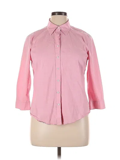 Pre-owned Izod 3/4 Sleeve Button Down Shirt In Pink