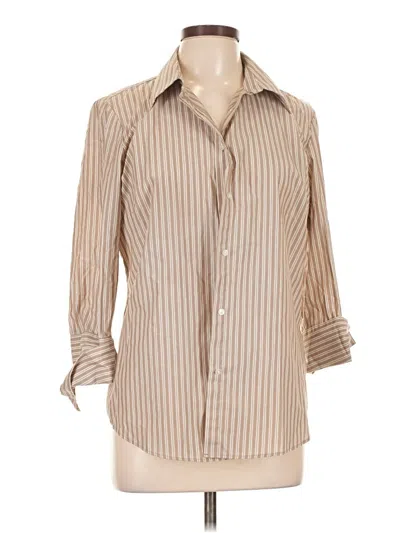 Pre-owned Izod 3/4 Sleeve Button Down Shirt In Tan
