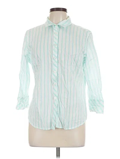 Pre-owned Izod 3/4 Sleeve Button Down Shirt In Teal