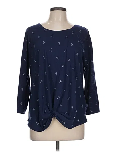 Pre-owned Izod 3/4 Sleeve Top Blue Stars Pattern Boatneck Tops