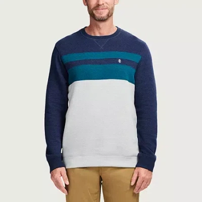 Izod Advantage Performance Colorblock Mens Crew Neck Long Sleeve Sweatshirt In Multi