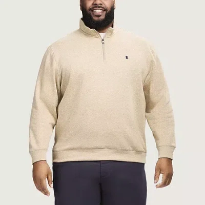 Izod Advantage Performance Fleece Mens Mock Neck Long Sleeve Big And Tall Quarter-zip Pullover In Nude
