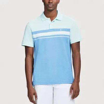 Izod Advantage Performance Stripe Mens Regular Fit Short Sleeve Polo Shirt In Blue