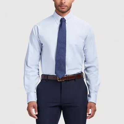 Izod All Over Stretch Mens Classic Fit Easy Care Wrinkle Free Long Sleeve Dress Shirt In Blue