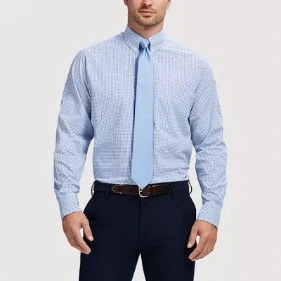 Izod All Over Stretch Mens Classic Fit Easy Care Wrinkle Free Long Sleeve Dress Shirt In Blue