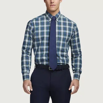 Izod All Over Stretch Mens Easy Care Wrinkle Free Long Sleeve Dress Shirt In Blue