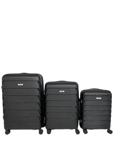 Izod Ashley Expandable 3pc Suitcase Set In Black