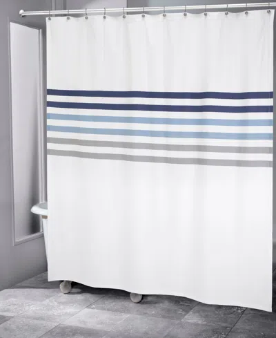 Izod Augusta Stripe Shower Curtain, 72" X 72" In White