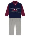 Izod Baby Boys 3-piece Fairisle Truck Sweater Vest, Shirt And Pants Set In Gray