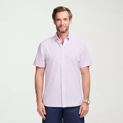 Izod Breeze Mens Short Sleeve Athletic Fit Button-down Shirt In White
