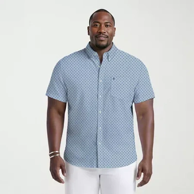 Izod Breeze Mens Short Sleeve Classic Fit Big And Tall Button-down Shirt In Blue