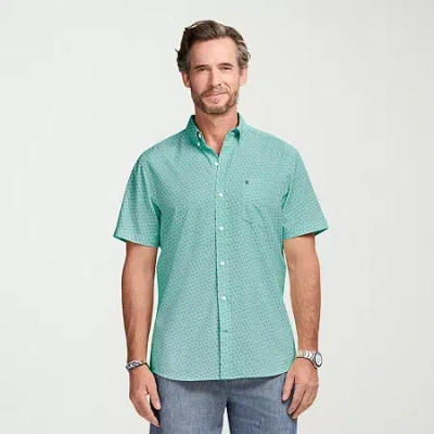 Izod Breeze Mens Short Sleeve Classic Fit Big And Tall Button-down Shirt In Green