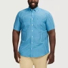 Izod Breeze Mens Short Sleeve Classic Fit Stretch Fabric Big And Tall Button-down Shirt In Blue