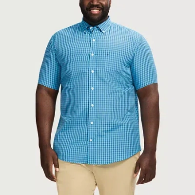Izod Breeze Mens Short Sleeve Classic Fit Stretch Fabric Big And Tall Button-down Shirt In Blue