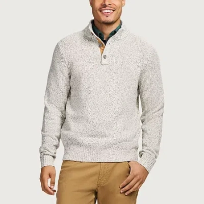 Izod Button Mock Mens Mock Neck Long Sleeve Pullover Sweater In Neutral
