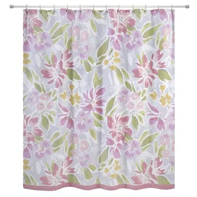 Izod Catalina Floral Shower Curtain In White;green;pink