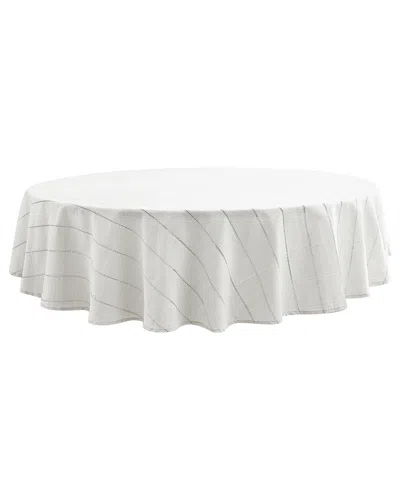 Izod Chadwick Lurex Tablecloth, 70" Round In White Silver