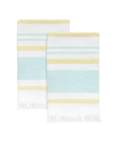 Izod Clubhouse Stripe 2-pc. Fingertip Towel Set, 11" X 18" In Aqua