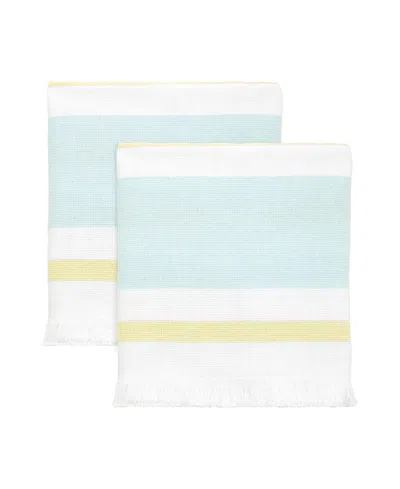 Izod Clubhouse Stripe 2-pc. Hand Towel, 16" X 28" In Aqua
