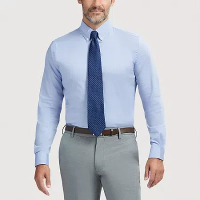 Izod Cool Fx Mens Slim Fit Easy Care Wrinkle Free Long Sleeve Dress Shirt In Blue