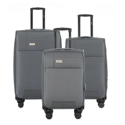 Izod Cosmo 3-piece Lightweight Expandable Softside Luggage Set In Gray