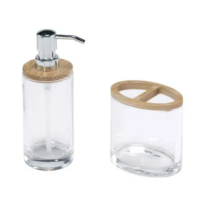 Izod Cove Toothbrush Holder & Lotion Dispenser Set In Brown