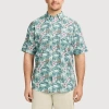 Izod Dockside Chambray Mens Short Sleeve Classic Fit Big And Tall Button-down Shirt In Multi
