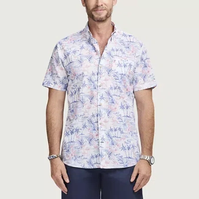 Izod Dockside Chambray Mens Short Sleeve Regular Fit Button-down Shirt In Blue