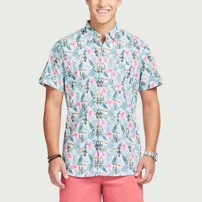 Izod Dockside Chambray Mens Short Sleeve Regular Fit Button-down Shirt In Green