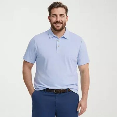 Izod Dockside Slub Big And Tall Mens Classic Fit Short Sleeve Polo Shirt In Blue