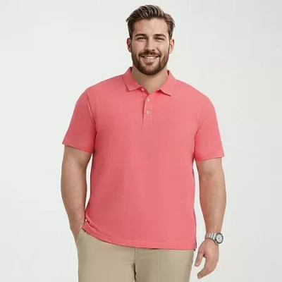 Izod Dockside Slub Big And Tall Mens Classic Fit Short Sleeve Polo Shirt In Pink