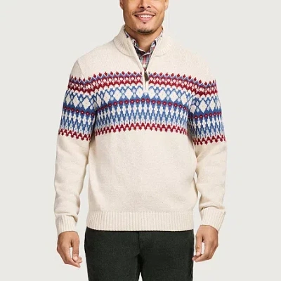 Izod Fairisle Mens Long Sleeve Pullover Sweater In Neutral