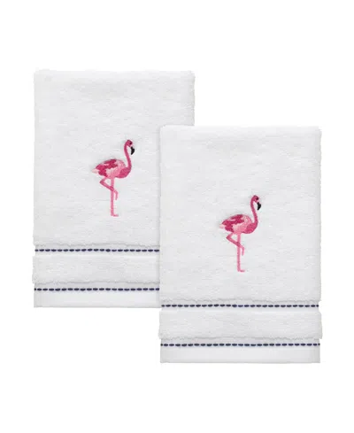 Izod Flamingo Ticking Stripe 2-pc. Fingertip Towel Set, 11" X 18" In White