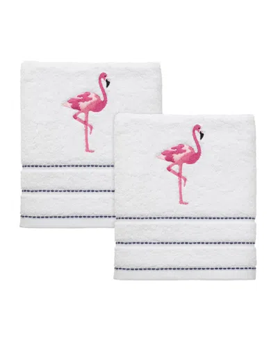 Izod Flamingo Ticking Stripe 2-pc. Hand Towel Set, 16" X 28" In White