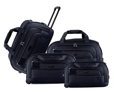 Izod Gavin Lightweight 4-piece Rolling Duffel Luggage Set With Telescopic Handle In Blue