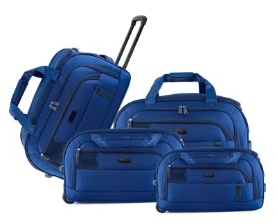 Izod Gavin Lightweight Soft Shell Rolling Duffel Bag With Wheels And Telescopic Handle - Travel-read In Blue