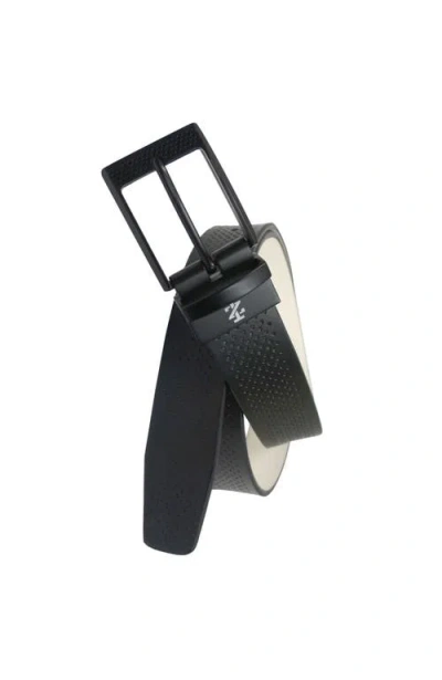 Izod Golf Reversible Embossed Perf To Smooth Texture Leather Belt In Black