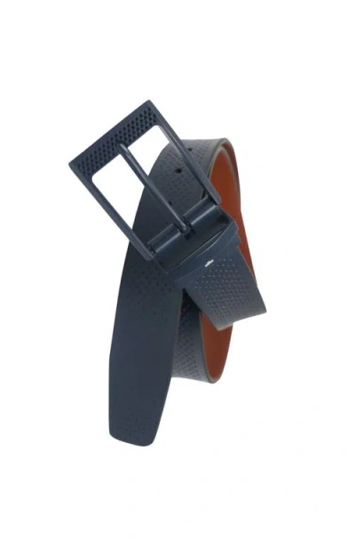 Izod Golf Reversible Embossed Perf To Smooth Texture Leather Belt In Blue