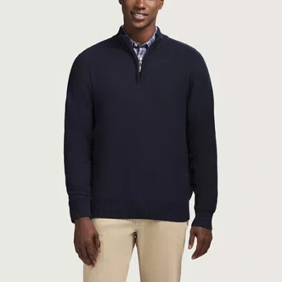 Izod Honeycomb Mens Long Sleeve Quarter-zip Pullover Sweater In Blue