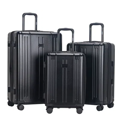 Izod Isla 3-piece Lightweight Expandable Hardside Luggage Set In Black
