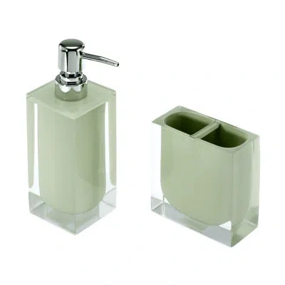 Izod Iz Marina Green Bath  Toothbrush Holder & Lotion Dispenser Set