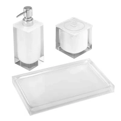 Izod Iz Marina Pink Bath 3 Piece Bathroom Accessory Set In White