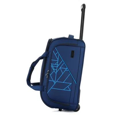 Izod Juno 20 Inch Carry-on Soft Shell Rolling Duffel Travel Bag With Telescopic Handle In Blue