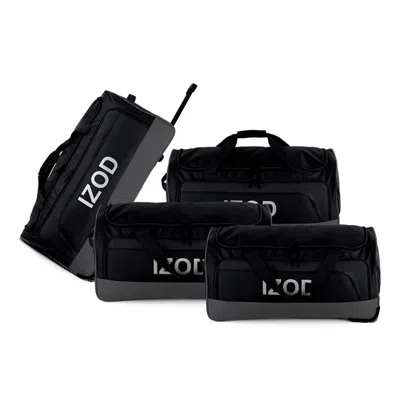 Izod Katy Lightweight 4-piece Rolling Duffel Luggage Set With Telescopic Handle In Black