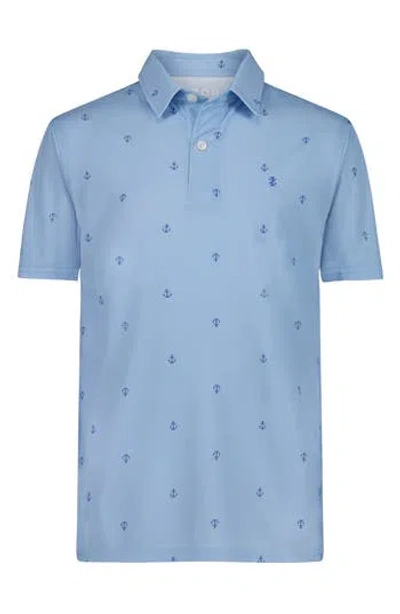 Izod Kids' Anchor Print Performance Polo In Placid Blue