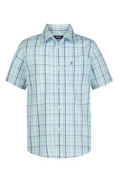 Izod Kids' Breeze Plaid Short Sleeve Shirt In Blue