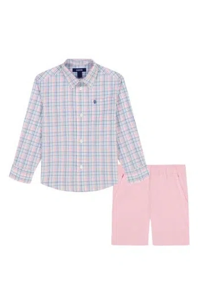 Izod Kids' Bridgeport Plaid Button-down Shirt & Shorts In Fairytale