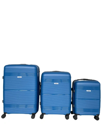 Izod Legna Expandable 3pc Suitcase Set In Blue