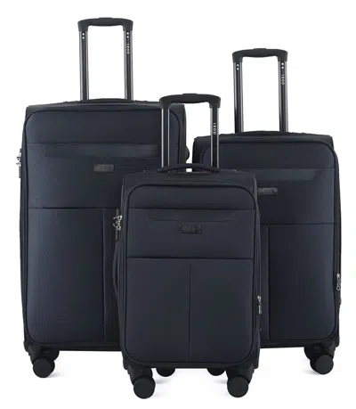 Izod Liam 3-piece Lightweight Expandable Softside Luggage Set In Black