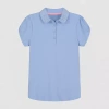 Izod Little & Big Girls Short Sleeve Stretch Polo Shirt In Blue